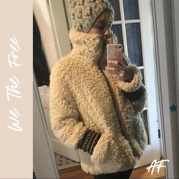 WE THE FREE ANGELINA EMBELLISHED TEDDY COAT CREAM - Picture 5 of 14